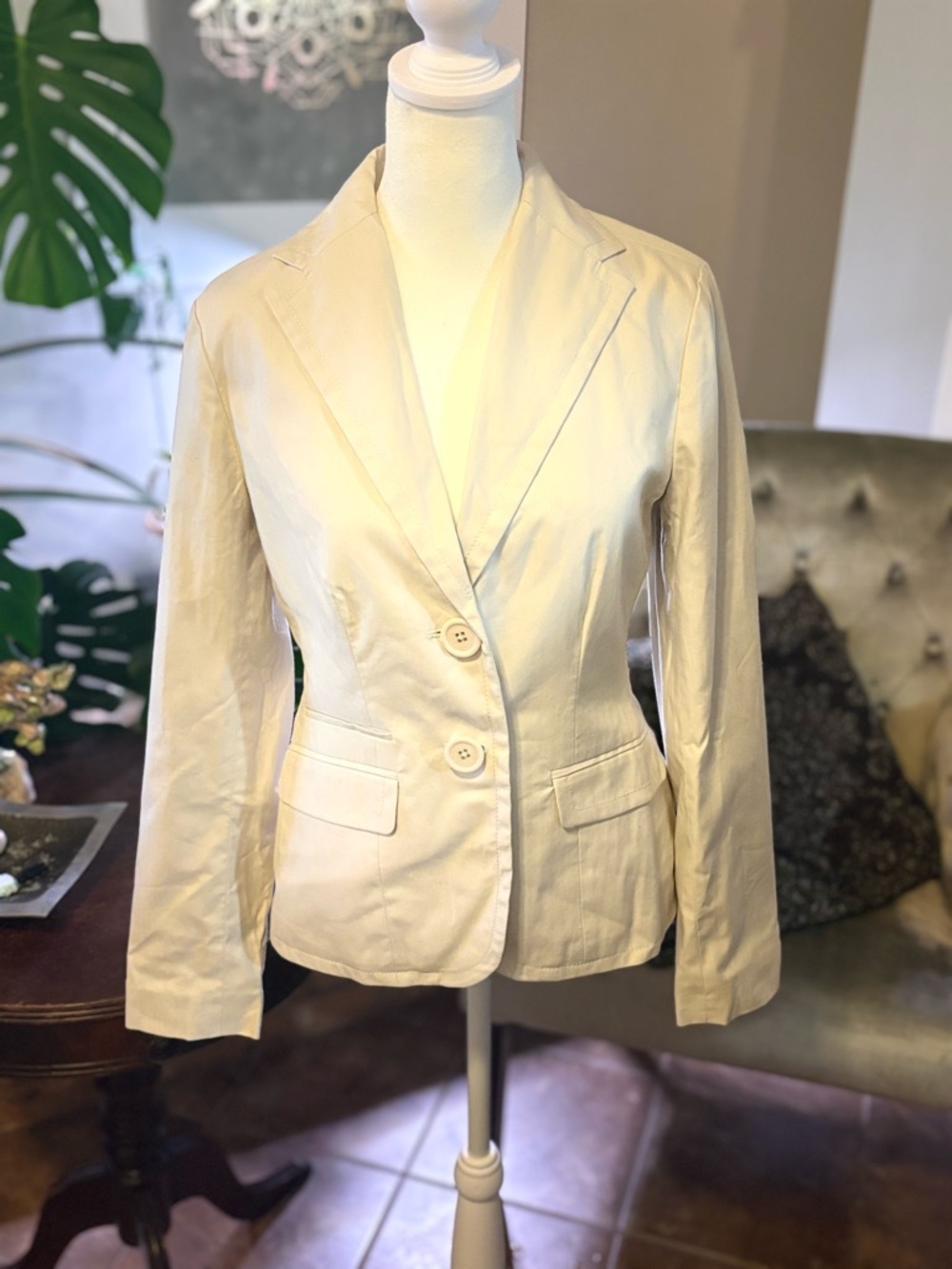 GAP Cream Two-Button Tailored Blazer